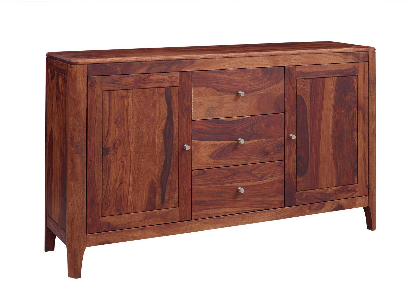 SIDEBOARD Sheesham146x40x86 walnuss geölt BROOKLYN #22 - Dunkelbraun, Holz (146/86/40cm) - Massivmoebel24