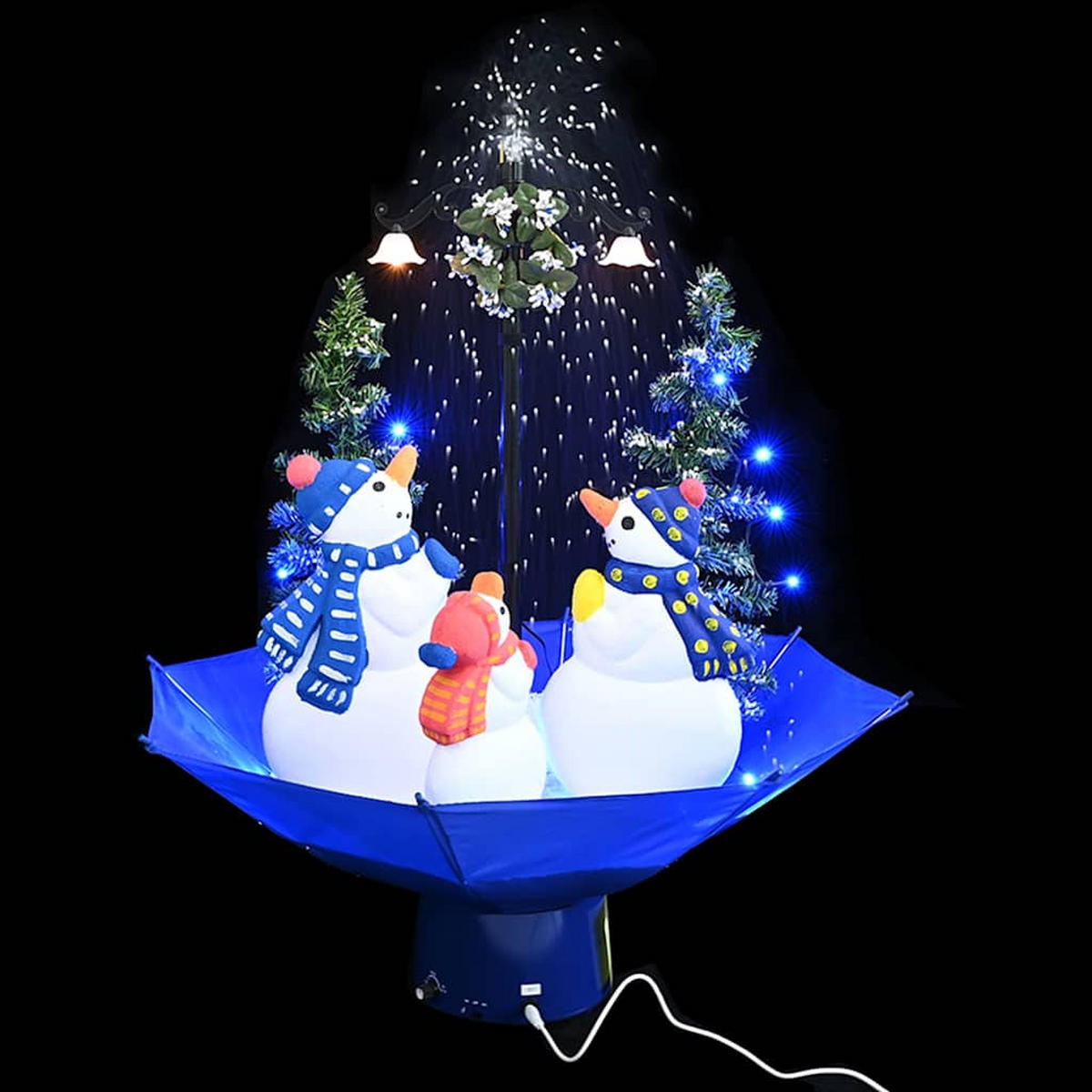 WEIHNACHTSBAUM Mit Schnee Und Schirm-Fuss Blau 75 Cm Pvc - Blau, Kunststoff (75cm) - vidaXL