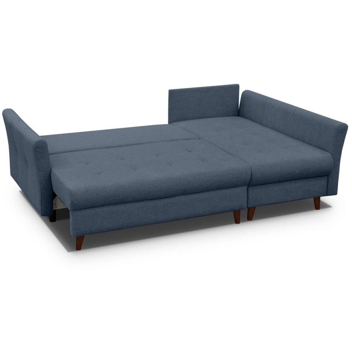 ECKSCHLAFSOFA Neron mit 2 Bettkasten und Beine in Wengefarbe, Dunkelblau, rechts - Wengefarben/Dunkelblau, Textil (233/148cm) - Beautysofa