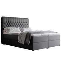 BOXBETT 200x200 cm mit Topper - Schwarz, Holzwerkstoff/Textil (200/200cm) - Idohome