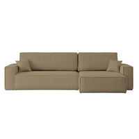 ECKSOFA Mit Schlaffunktion Und bettkasten, Eckcouch BEST XL Stoff Quelle Hellbraun Rechts - Hellbraun/Schwarz, Holz/Kunststoff (142/142cm) - Kaiser Möbel