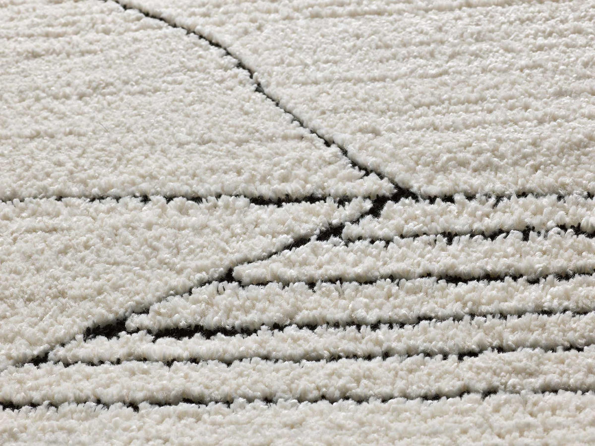 WEBTEPPICH weiß und schwarz Turin 80/150 cm - Schwarz/Weiß, Naturmaterialien/Textil (80/150cm) - Atticgo