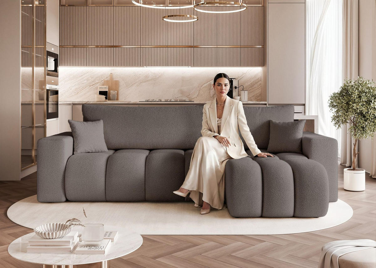 ECKSOFA Anabel Mit Schlaffunktion - Dunkelgrau, Holzwerkstoff/Textil (145/248cm) - Fun Möbel