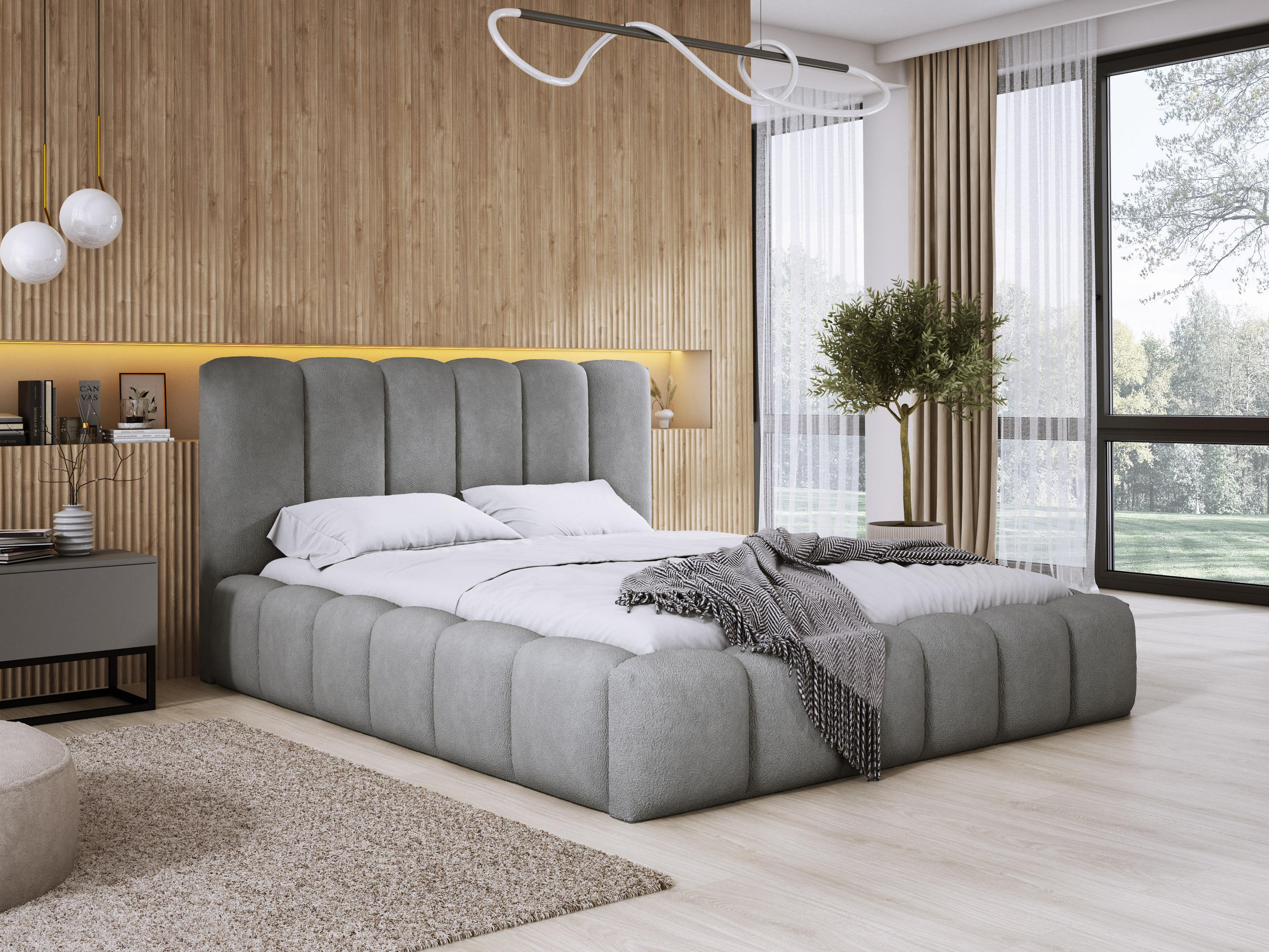 POLSTERBETT VELORA 180x200 GRAU - Grau, Textil (180/200cm) - Luxkor24
