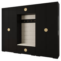 GARDEROBEN-SET 236,7/300/47 - Goldfarben/Schwarz, Holz/Kunststoff (300/236.7/47cm) - Abiks Möbel