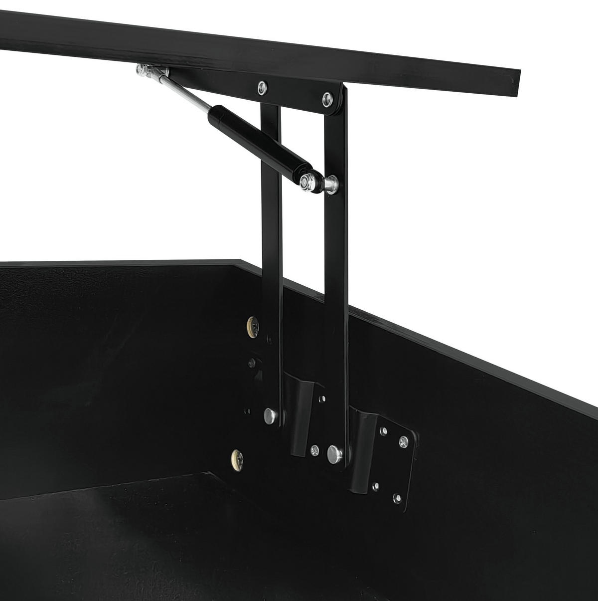 COUCHTISCH aus Spanplatte 100x50x45 cm Schwarz mit Hochglanz, LED-Beleuchtung, hydraulischem Lift und Stauraum - Schwarz, Holzwerkstoff (100/50/45cm) - Modfu