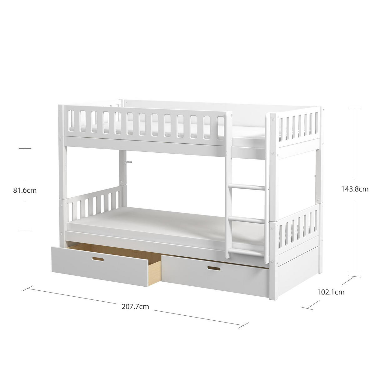 ETAGENBETT VIGGO Weiß 208x102x144 cm - Weiß, Holz - FURNLUX