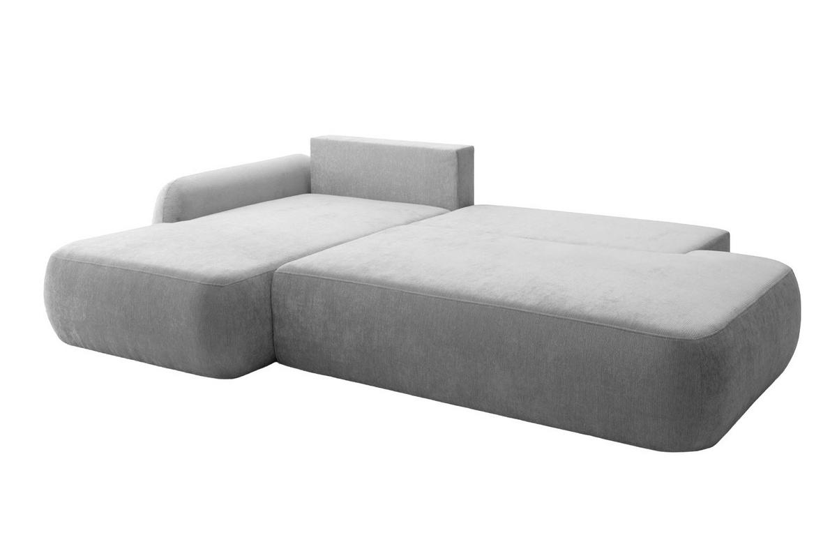 ECKSOFA Mit Schlaffunktion Und Bettkasten, Velvet-Stoff Vena, Grau, Links, HELA I - Grau, Holz (302/184cm) - Kaiser Möbel