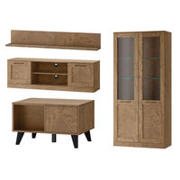 WOHNZIMMER-SET Cozy Eiche Rustikal 4-teilig - Eichefarben/Braun, Holz/Metall (255/200/60cm) - Feldmann-Wohnen