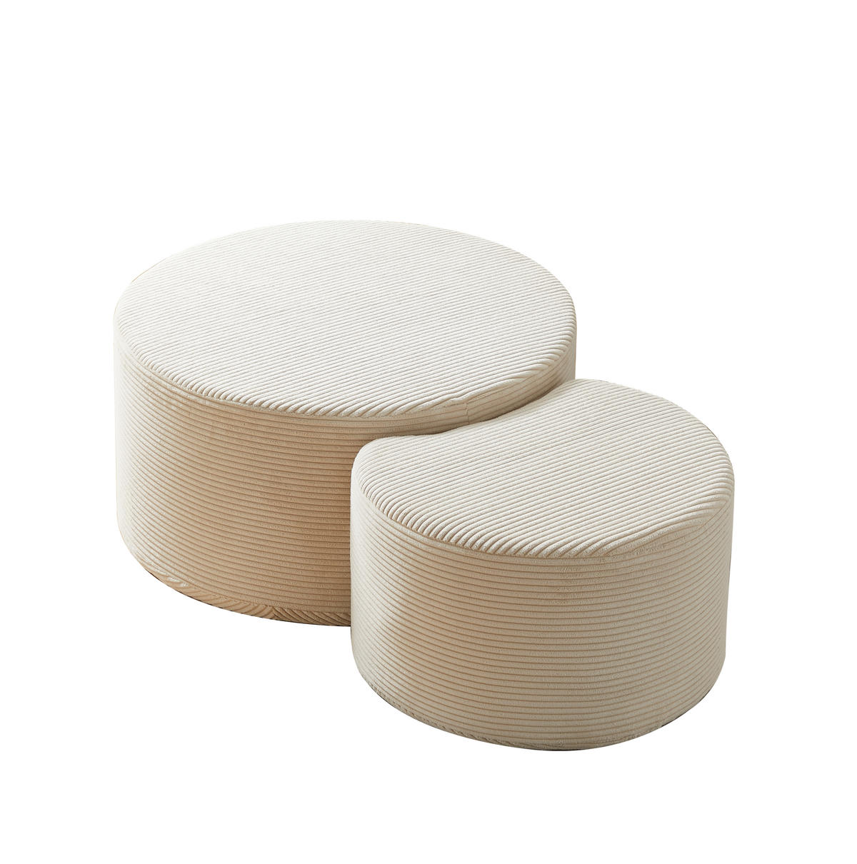 COUCHTISCH-SET 81/81/40 cm 2-teilig mit Polsterung, vielseitig als Beistelltisch und Ottomane, Beige - Beige, Textil (81/81/40cm) - Redom