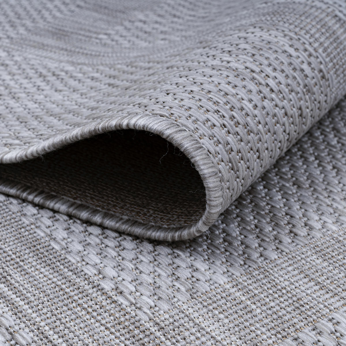 TEPPICH Outdoor Flachgewebe Uni-Design Polypropylen Balkon Silber Läufer 80x150 - Silberfarben, Textil (80/150cm) - KADIMA DESIGN