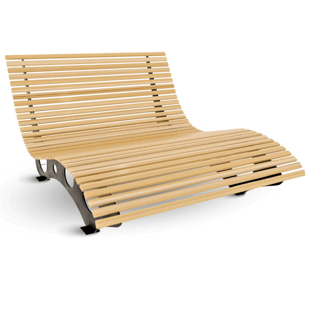 WELLENLIEGE Doppelliege MARTEN Massivholz Waldsofa - Braun, Holz (148/105/152cm) - DELUKE