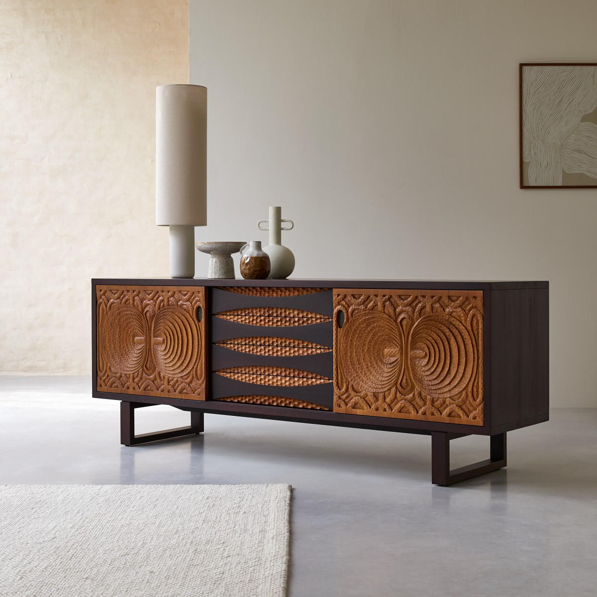 SIDEBOARD Frida Braun aus Mahagoni - Braun, Holz (205/76/52cm) - Tikamoon