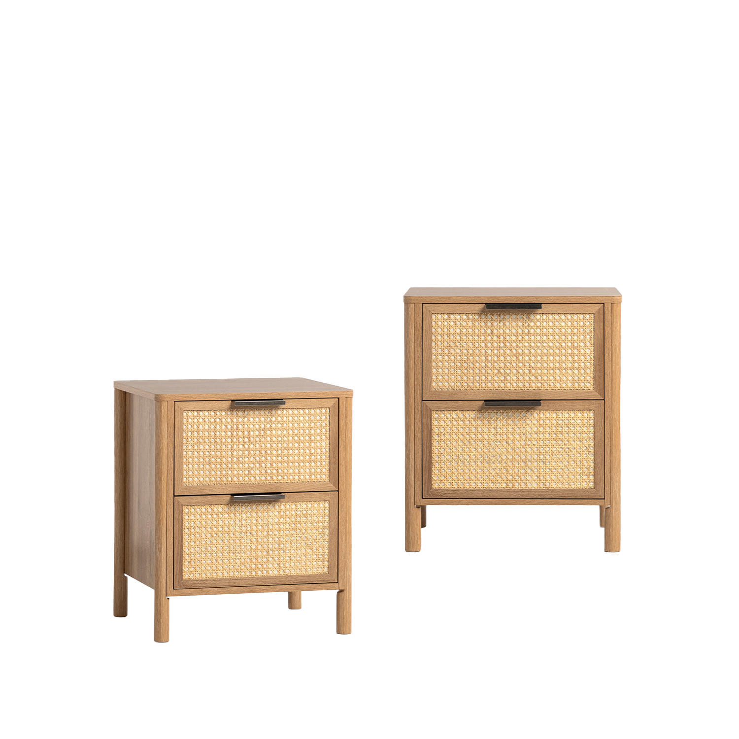 NACHTTISCH 2 SCHUBLADEN Bent Natürlich 47 cm x 55 cm 2er-Set - Naturfarben, Holzwerkstoff (47/55/40cm) - Klast Home