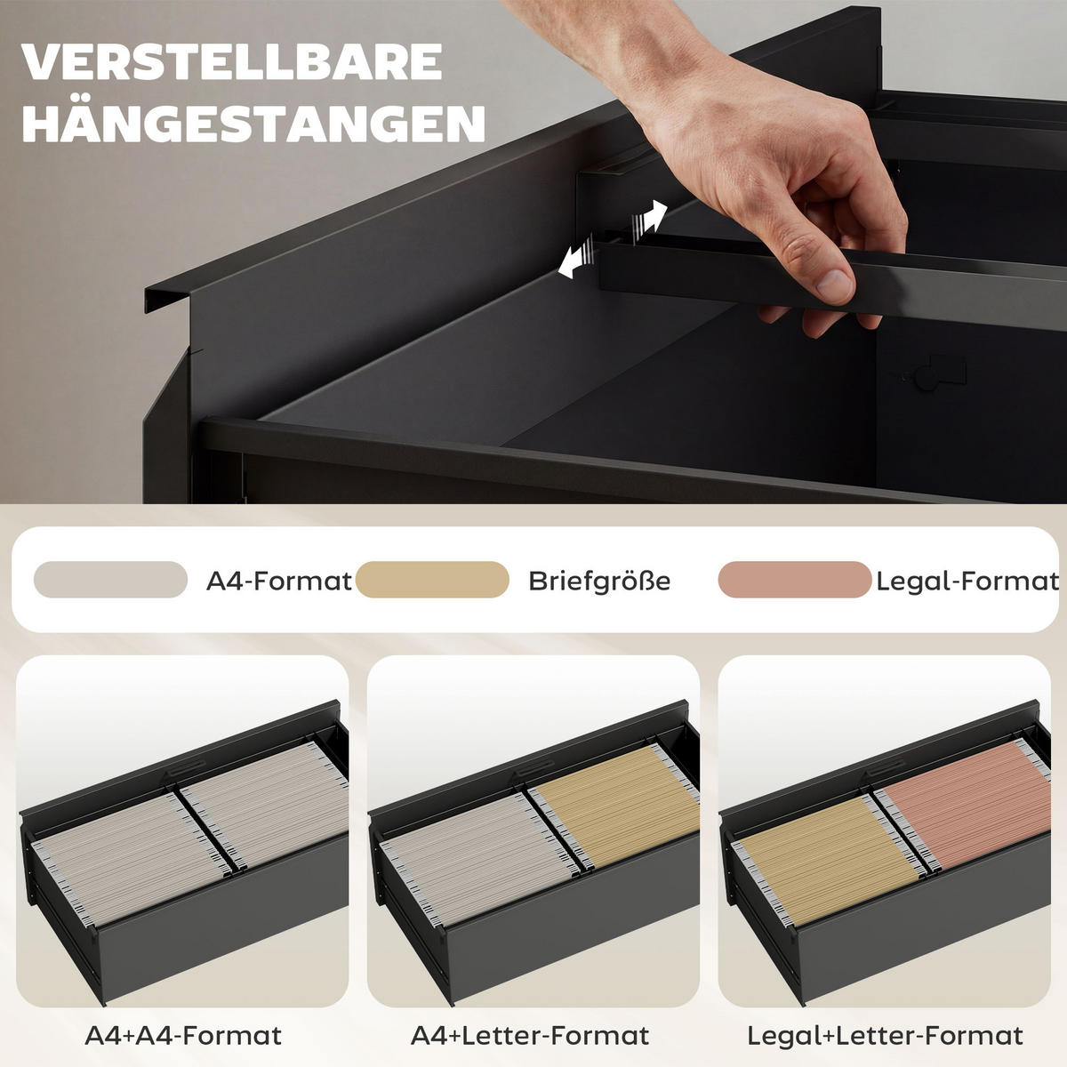 AKTENSCHRANK aus Stahl 90/40/78 cm Schwarz - Schwarz, Metall (40/77.4/90cm) - HOMCOM