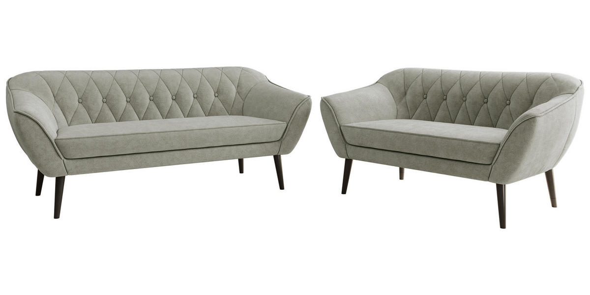SEDACIA ZOSTAVA 3+2 PIRS - Svetlosivá Štruktúrovaná látka - Čierne nohy - čierna/svetlosivá, kompozitné drevo/textil (180/75/74cm) - MKS