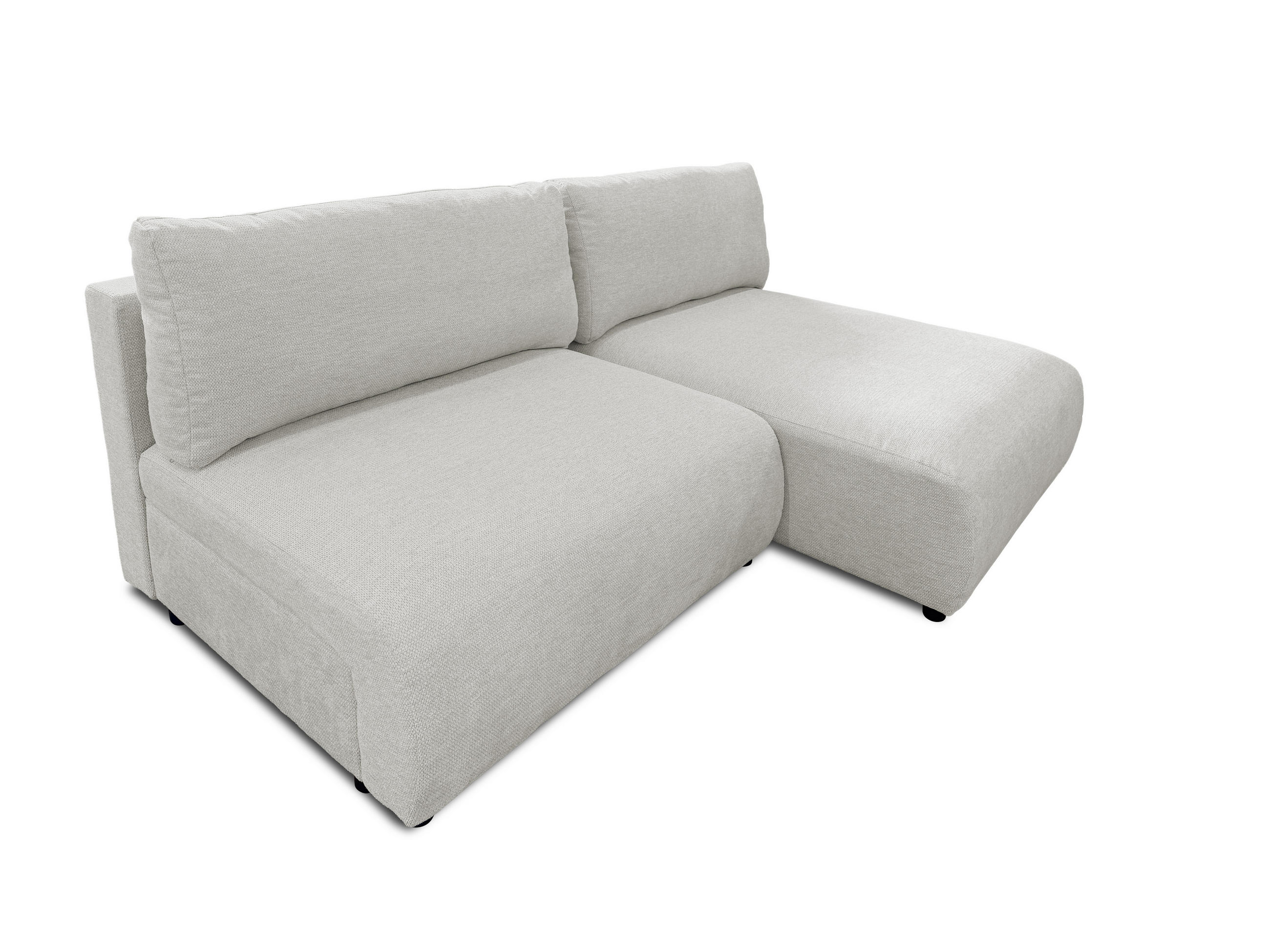 ECKSOFA Sora mit Schlaffunktion, Bettkasten und extra tiefer Komfortzone aus hochwertigem Hellgrau Strukturstoff - Hellgrau/Schwarz, Holz/Kunststoff (200/140cm) - S-Style