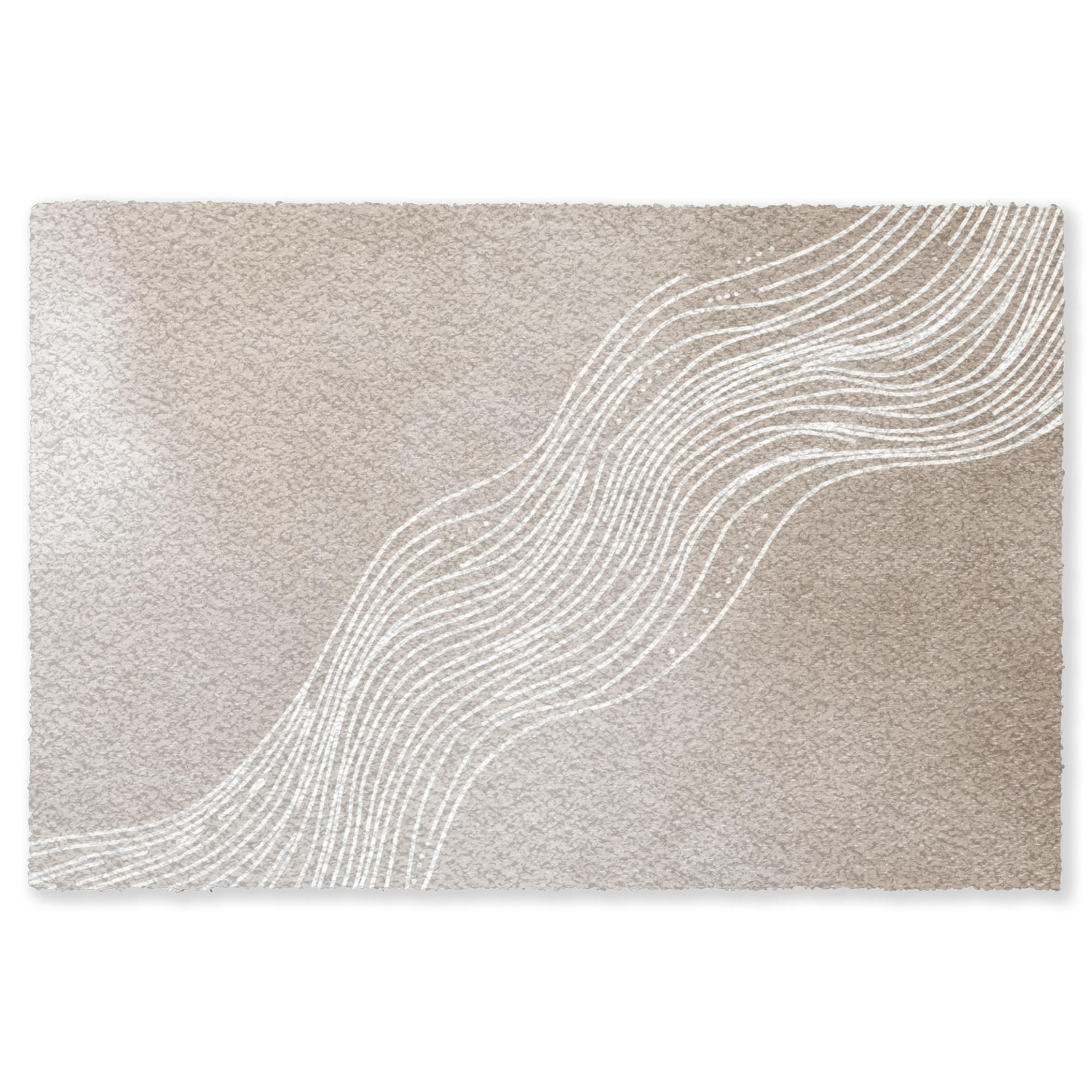 FUSSMATTE Wellenlinien - Fließend - Sandfarben Fußabtreter 120x80 cm - Beige, Kunststoff/Textil (120/0.4cm) - MuchoWow