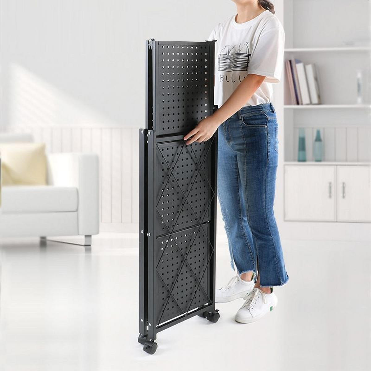 RAFT metalic rabatabil cu roți - negru, metal (72/163/34cm) - RAUMHIRSCH FURNITURE