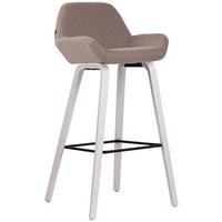 BARHOCKER Stoff taupe - Taupe/Weiß, Holz/Textil (52/103/51cm) - CLP
