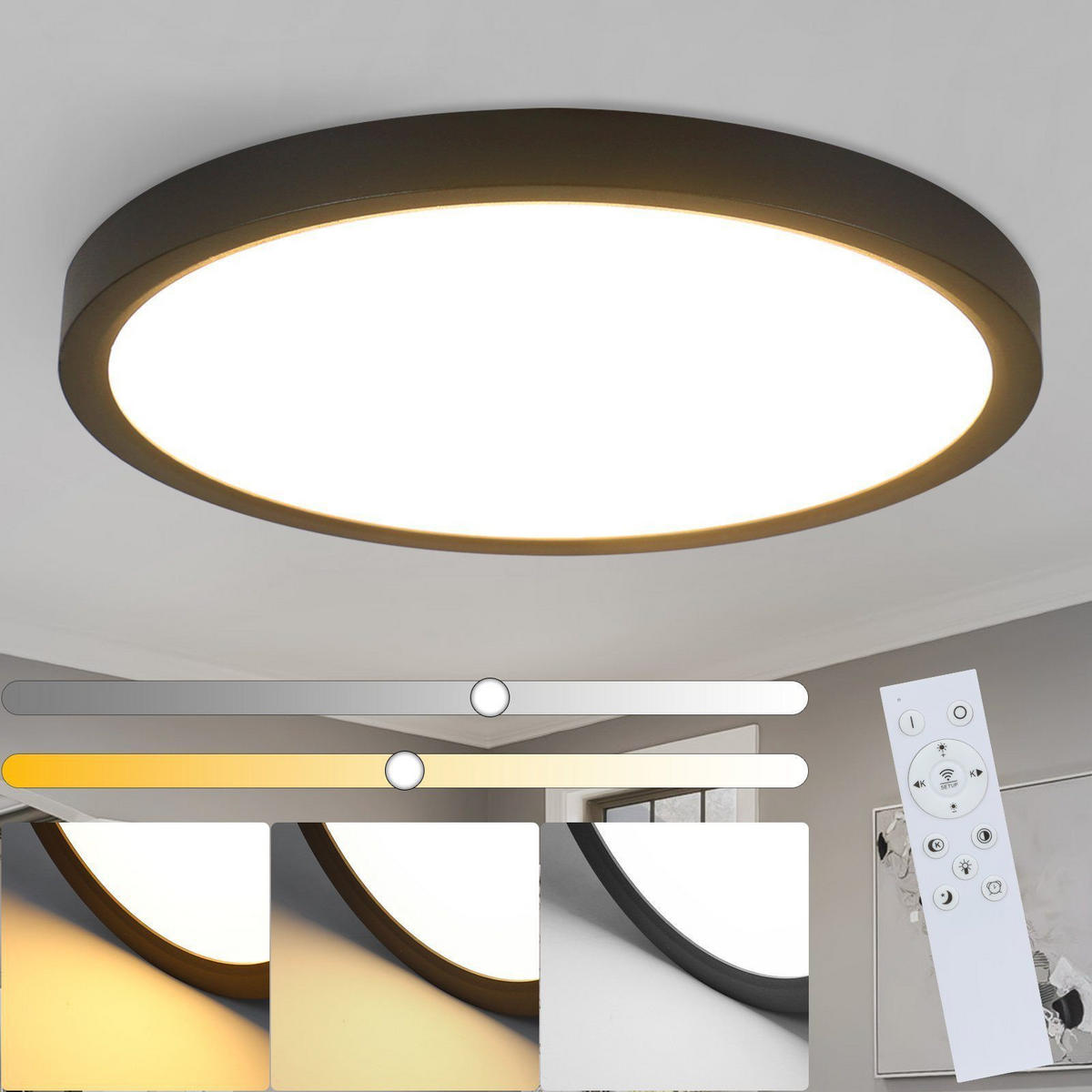 LED-DECKENLEUCHTE Buch 30 cm - Schwarz, Kunststoff (30/30/2.5cm) - Nettlife