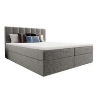 BOXBETT Benetutti 180/200 cm in Hellgrau – mit Bettkasten und Topper - Hellgrau/Schwarz, Holz/Holzwerkstoff (180/200cm) - AX Living
