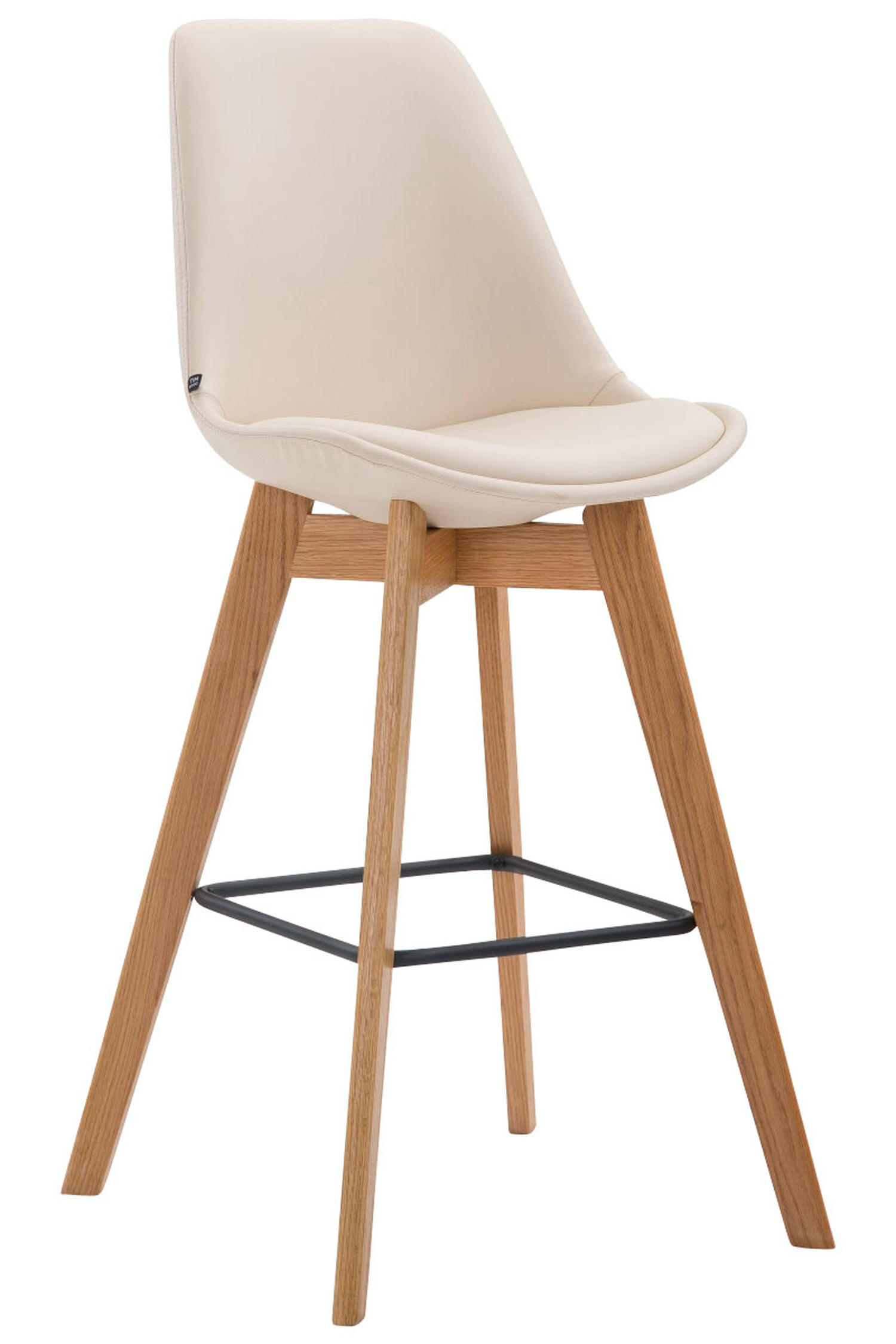 BARHOCKER Medoc, Gestell Natura, Kunstleder Creme - Creme/Naturfarben, Holz/Kunststoff (48/100/56cm) - TPFLiving