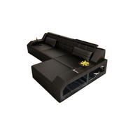 COUCH Arezzo L Schwarz Ledermix - Schwarz, Textil (308/194cm)