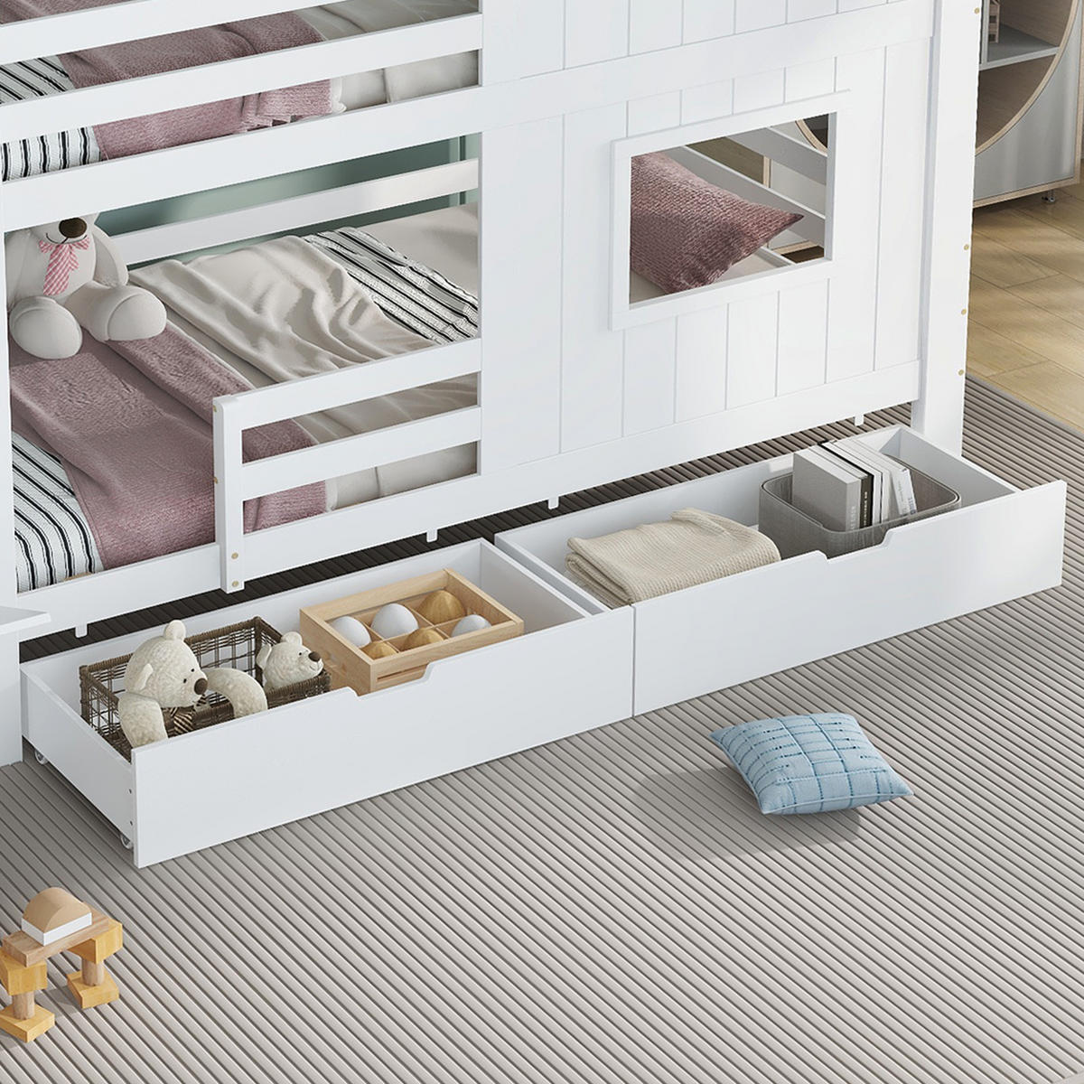 ETAGENBETT Treppenschrank Weiß 90x200cm - Weiß, Holz (90/200cm) - ComfortXL