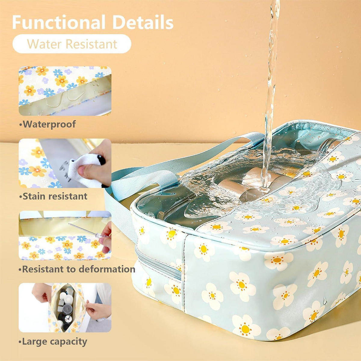 KULTURTASCHEN Set 3-teilig Transparent Bedruckt-Gelb - Multicolor, Kunststoff (21/10/30cm)