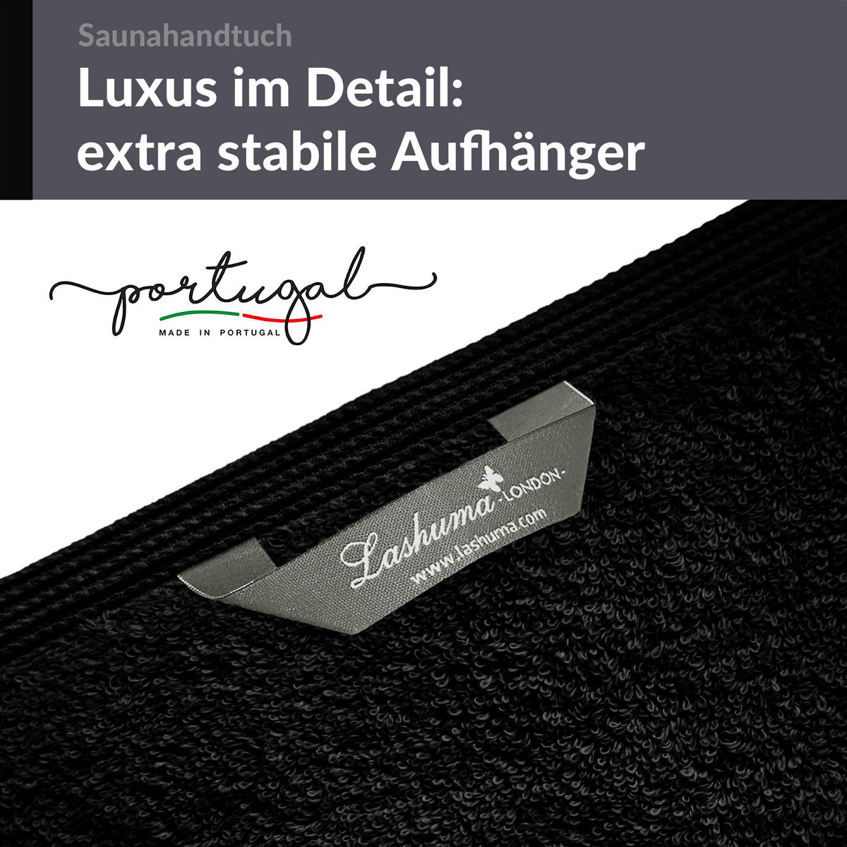BADETUCH London Schwarz 100x200 cm - Schwarz, Textil (100/200cm) - Lashuma