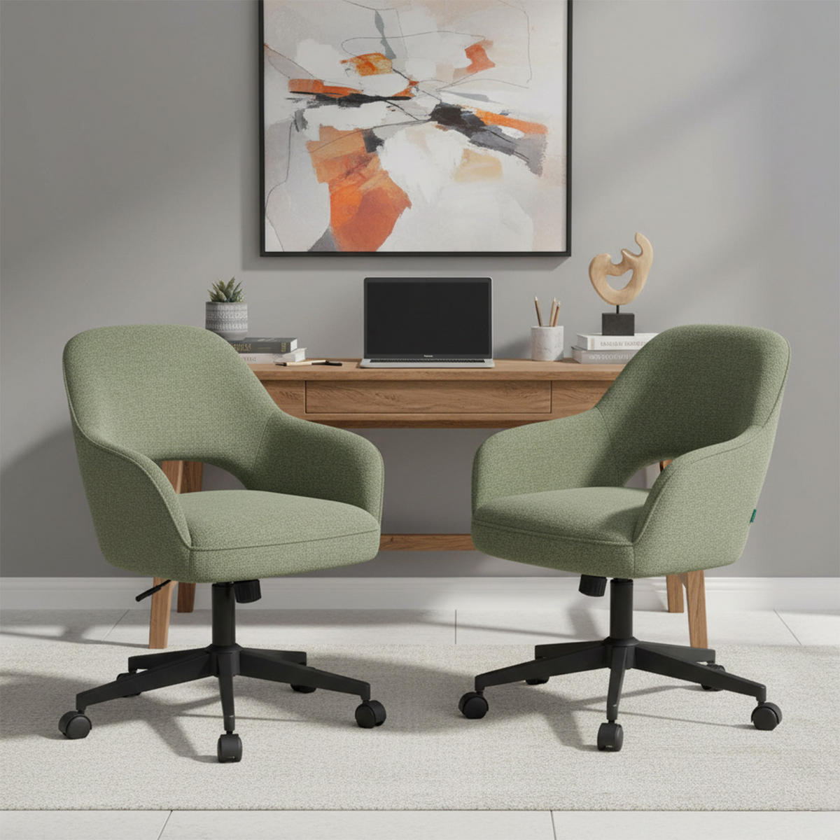 BÜROSTUHL Mika-Ilvy - Schwarz/Grün, Textil/Metall (60/84/65cm) - DUBI Möbel