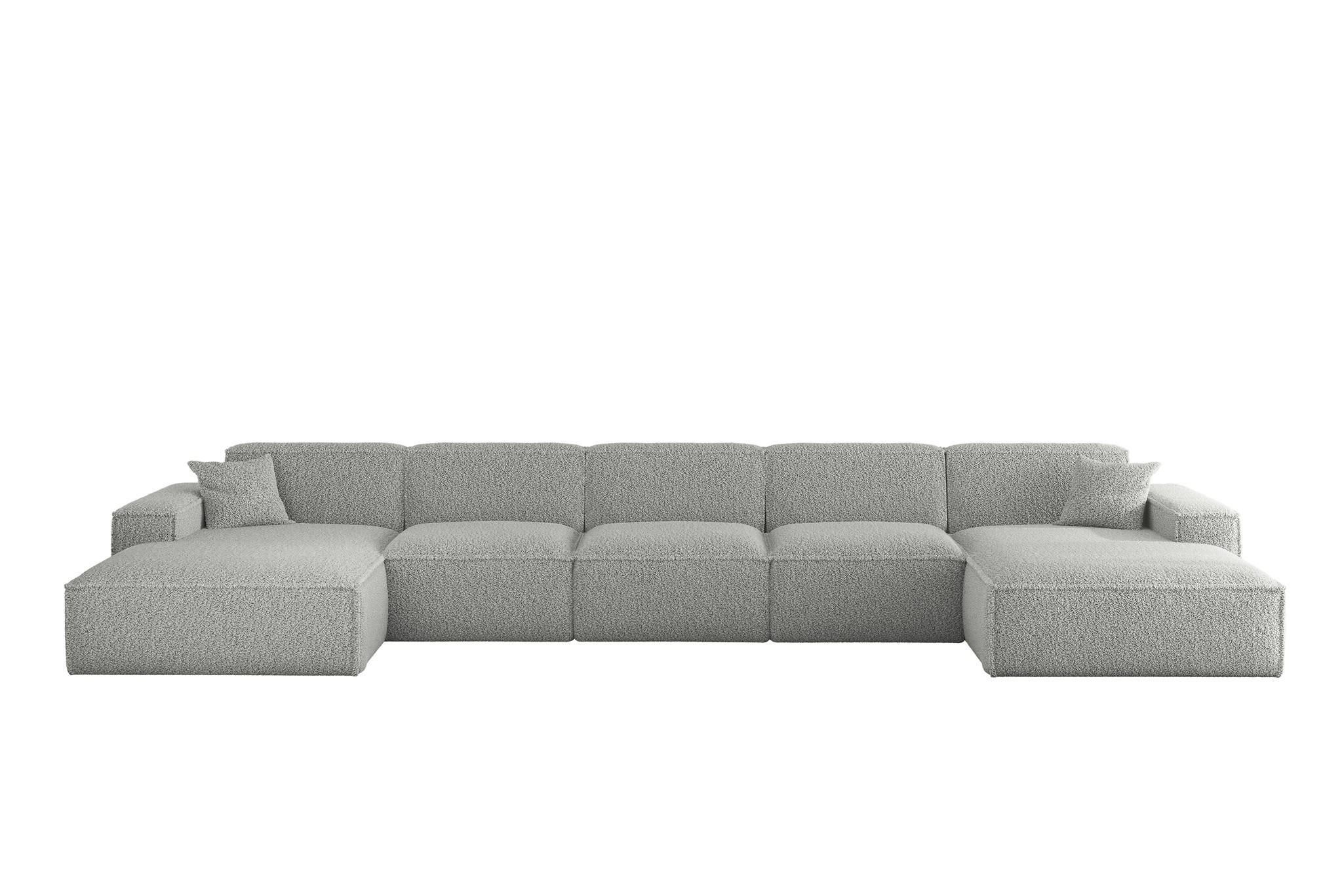 WOHNLANDSCHAFT Celes Premium Xl Sven - Hellgrau, Holzwerkstoff/Textil (462/73/165cm) - Fun Möbel