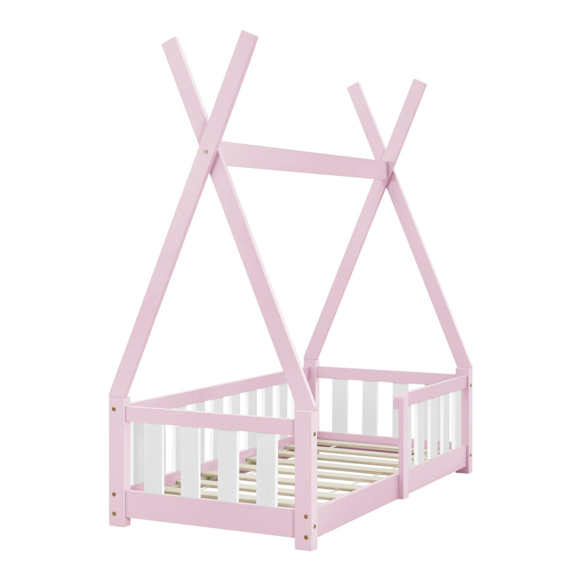 KINDERBETT Helsingborg - Rosa, Holz (70/140cm) - [en.casa]