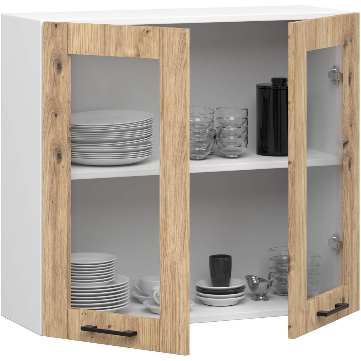 HÄNGESCHRANK Weiß, Eiche Artisan 72/80/30,5 - Weiß/Eiche Artisan, Holzwerkstoff (80/72/30cm) - RAUMHIRSCH FURNITURE