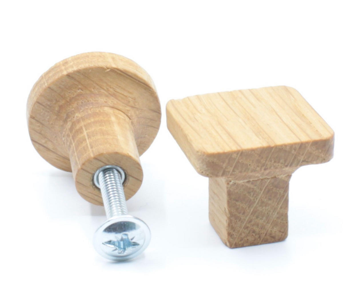 MÖBELKNOPF Eiche massiv, Holzknopf eckig, Schrankknauf Holz - Naturfarben, Holz (2.4/2.2/2.4cm)