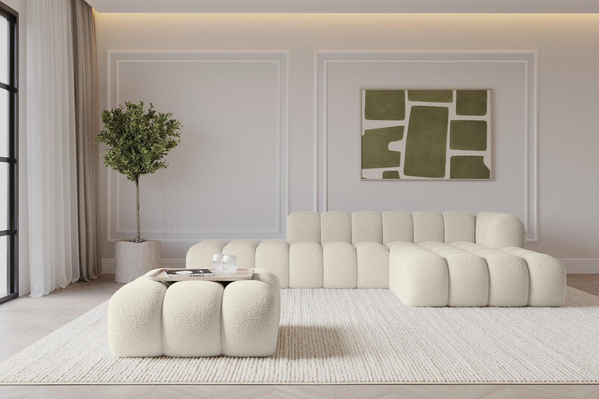 TABURET OLEA-PUF 91x87x44 cm Béžová Buklé - černá/písková barva, kompozitní dřevo/textil (91/44/87cm) - ALTDECOR