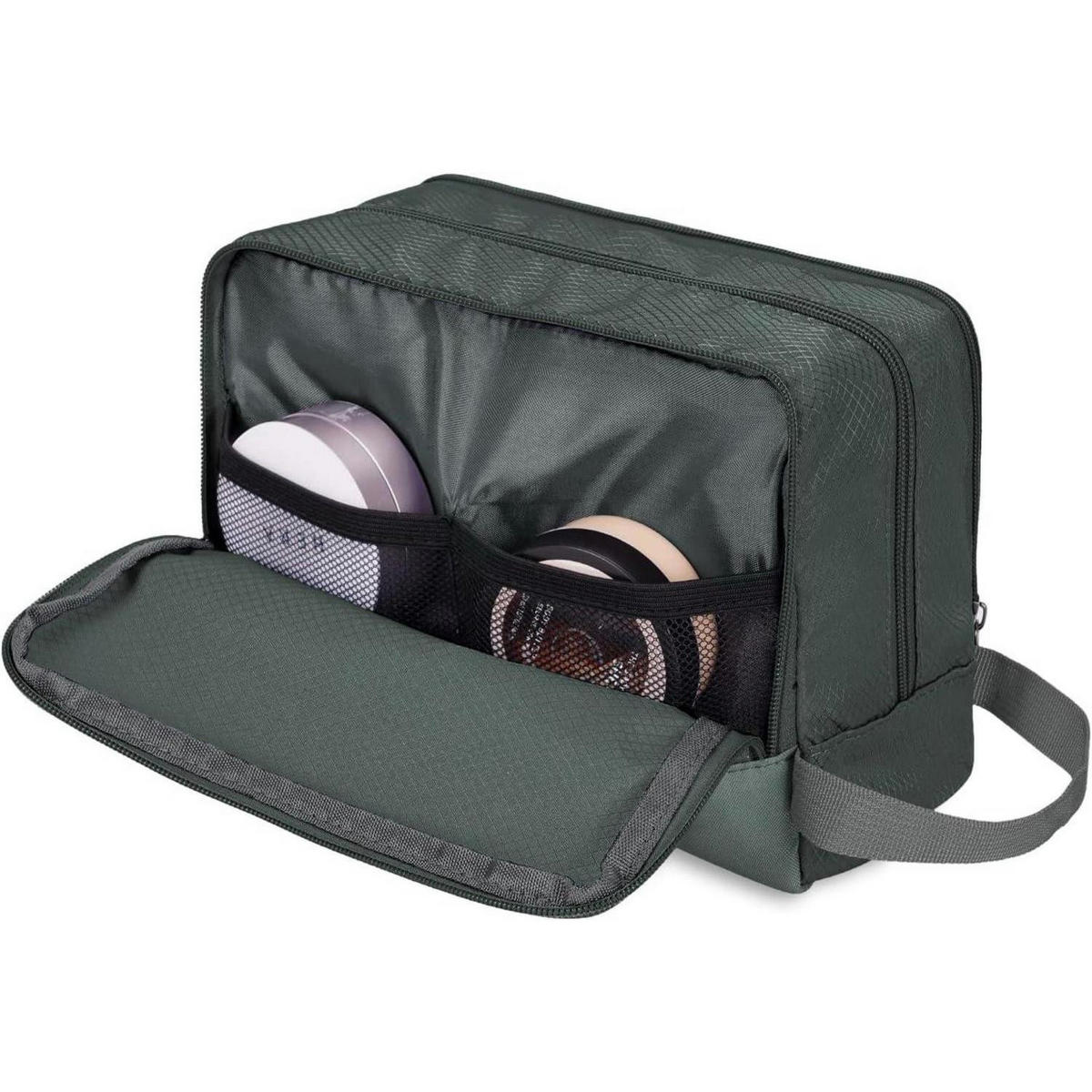 KULTURBEUTEL als praktischer Reise-Toilettenorganizer, grau - Grau, Textil (5/2/5cm)