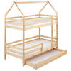 HOCHBETT mit Schaubladen 90x200 cm Braun Girgols - Hellbraun, Holz (90/200cm) - Beliani