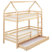 HOCHBETT mit Schaubladen 90x200 cm Braun Girgols - Hellbraun, Holz (90/200cm) - Beliani