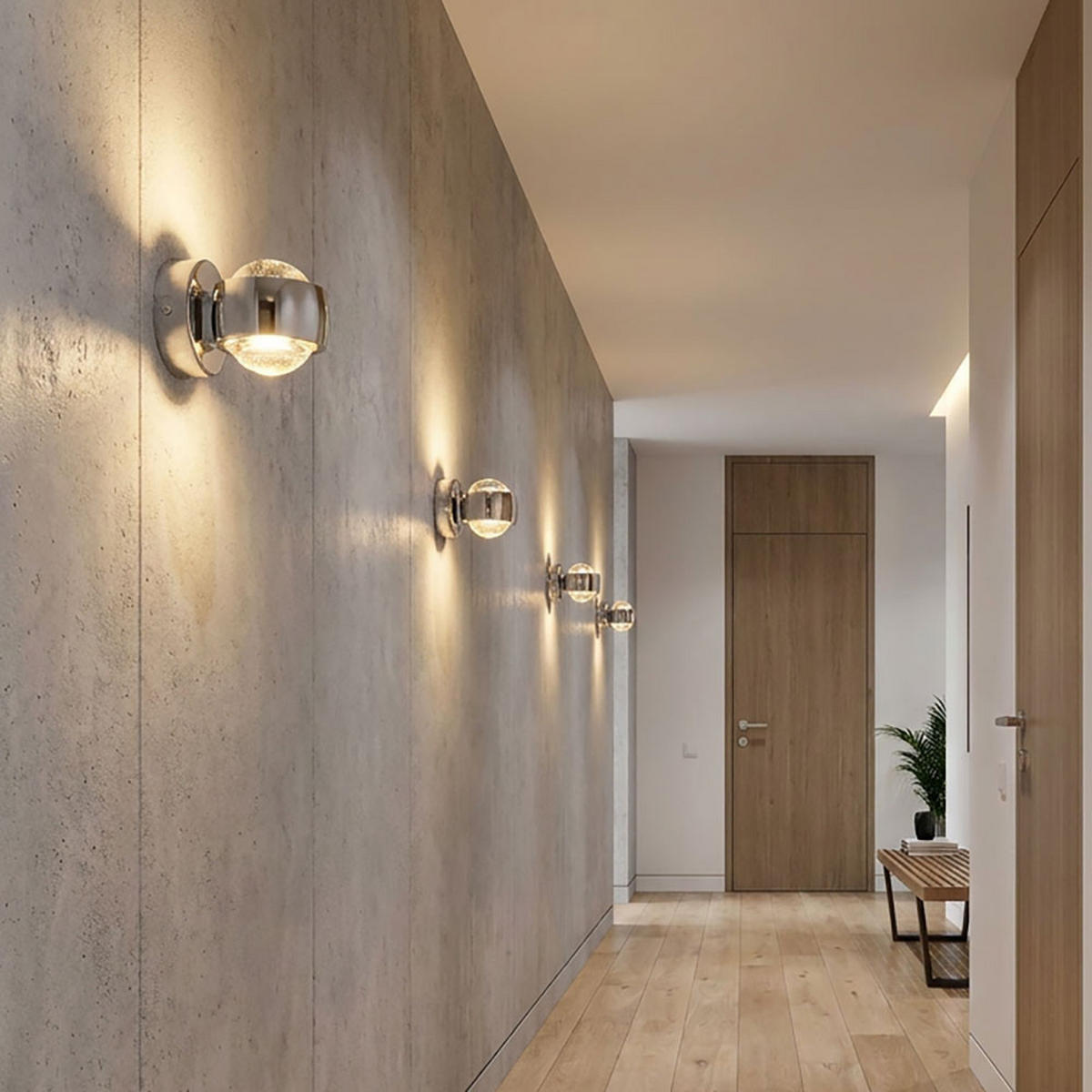 LED WANDLEUCHTE RANDI Chrom Silber - Silberfarben, Glas (7.5/7/10cm) - Globo Lighting