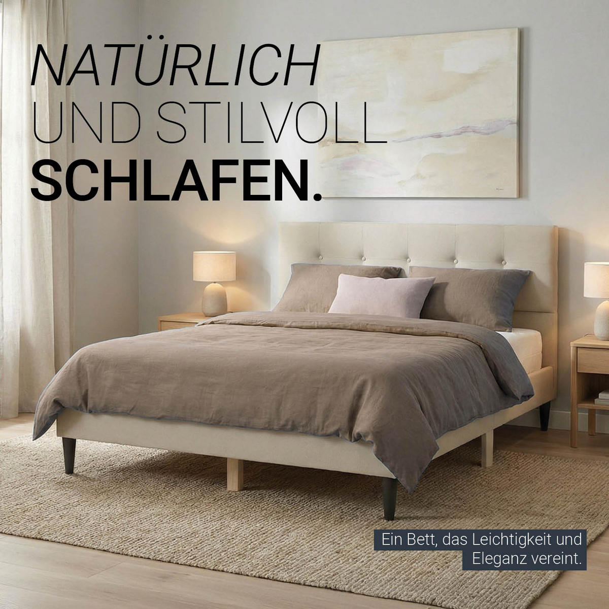 POLSTERBETT 140/200 cm in Beige + Lattenrost - Beige, Textil (140/200cm) - Homestyle4u