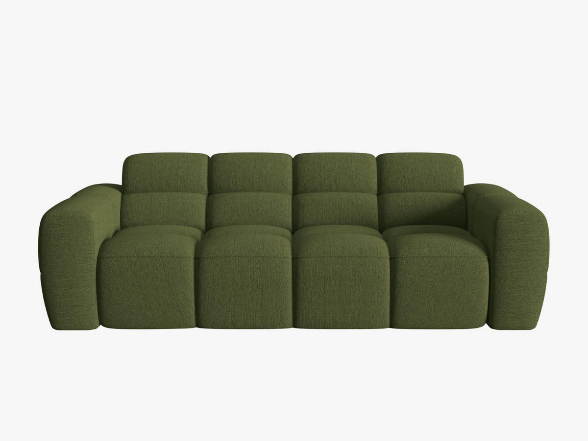 SOFA Lisa aus strukturiertem Stoff grün meliert 3 Sitzplätze - Grün, Textil (101/77/216cm) - Micadoni