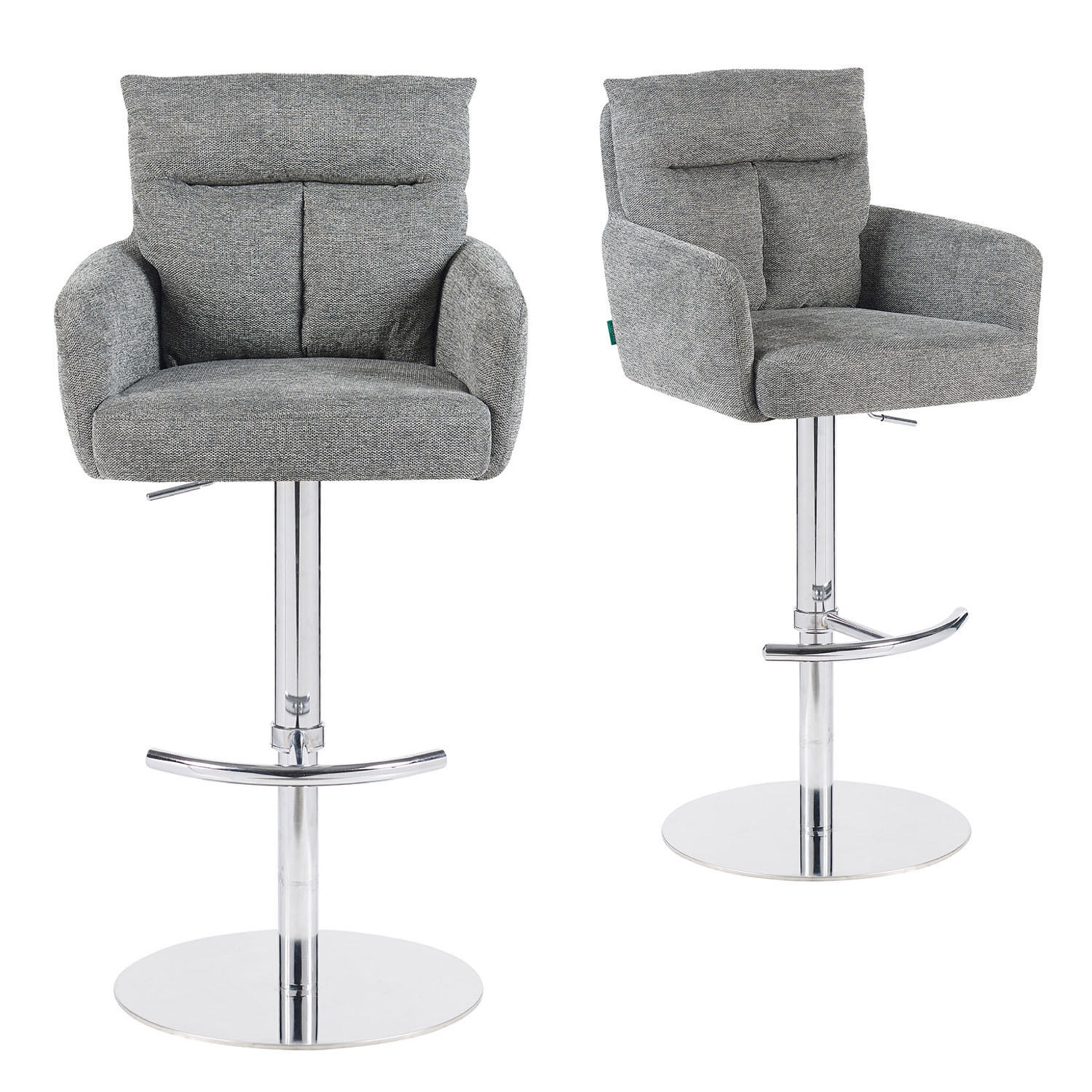 BARHOCKER Leo - Chromfarben/Grau, Textil/Metall (54/96/57cm) - DUBI Möbel