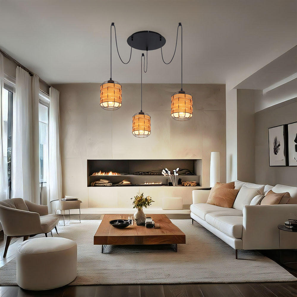 HÄNGELEUCHTE Holzoptik Braun - Braun, Metall (38.5/38.5/200cm) - Globo Lighting