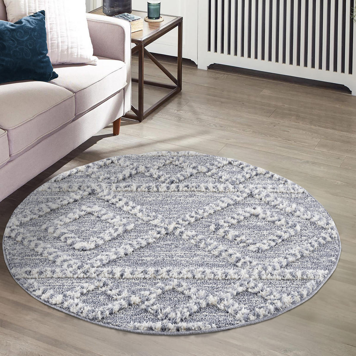 HOCHFLOR-TEPPICH Focus 3022 Grau 120 cm Rund - Grau, Textil (120/120cm) - carpet city