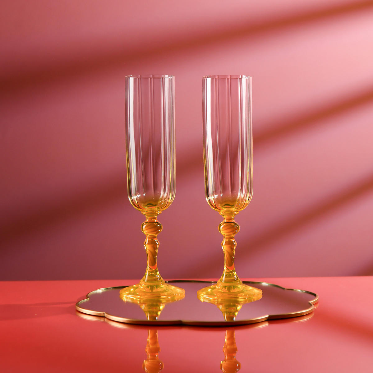 SEKTGLÄSER, 2er-Set, 200 ml - Gelb, Glas (0.2L) - Krosno Glass