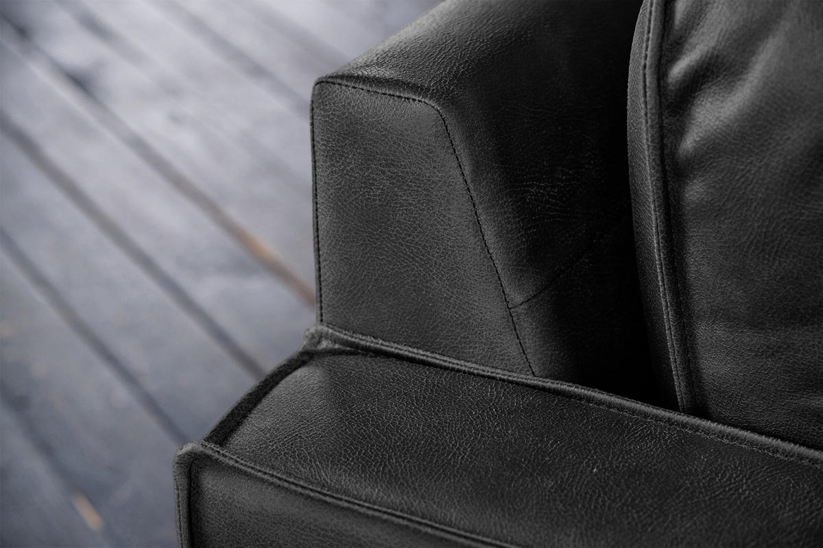 ECKSOFA VILNIUS Schwarz Lederfaserstoff - Schwarz, Leder/Metall (286/170cm) - KAWOLA