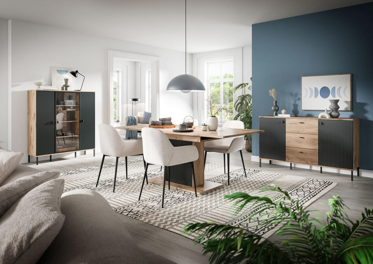 HIGHBOARD Chess schwarz 115/41/137 cm - Braun, Holzwerkstoff (115/137/41cm) - Xonox