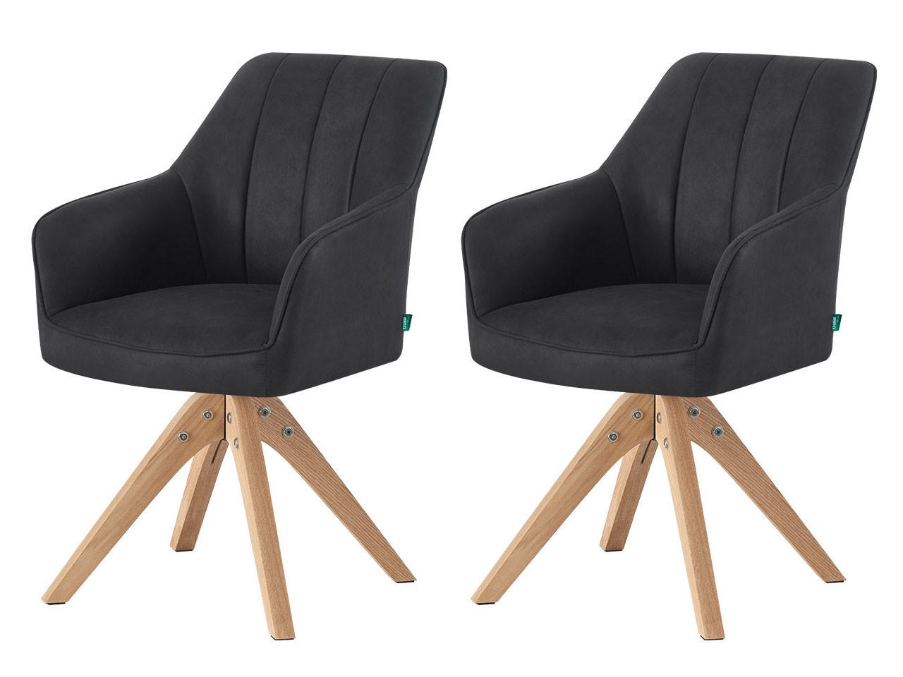 ESSZIMMERSTUHL THOMAS-ELLY 2er-Set 360°drehbar - Schwarz, Holz/Textil (57/85/62cm) - DUBI Möbel
